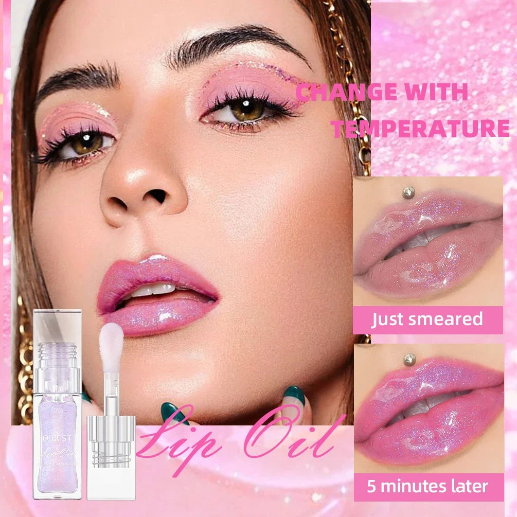 QIBEST Color-Changing Lip Oil Glaze – Moisturizing Balm Gloss Lip Oil Glaze Qme