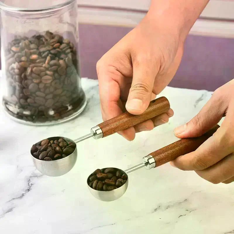 Walnut Wood & Stainless Steel Coffee Scoop Tablespoon Coffee Measuring Scoop Qme