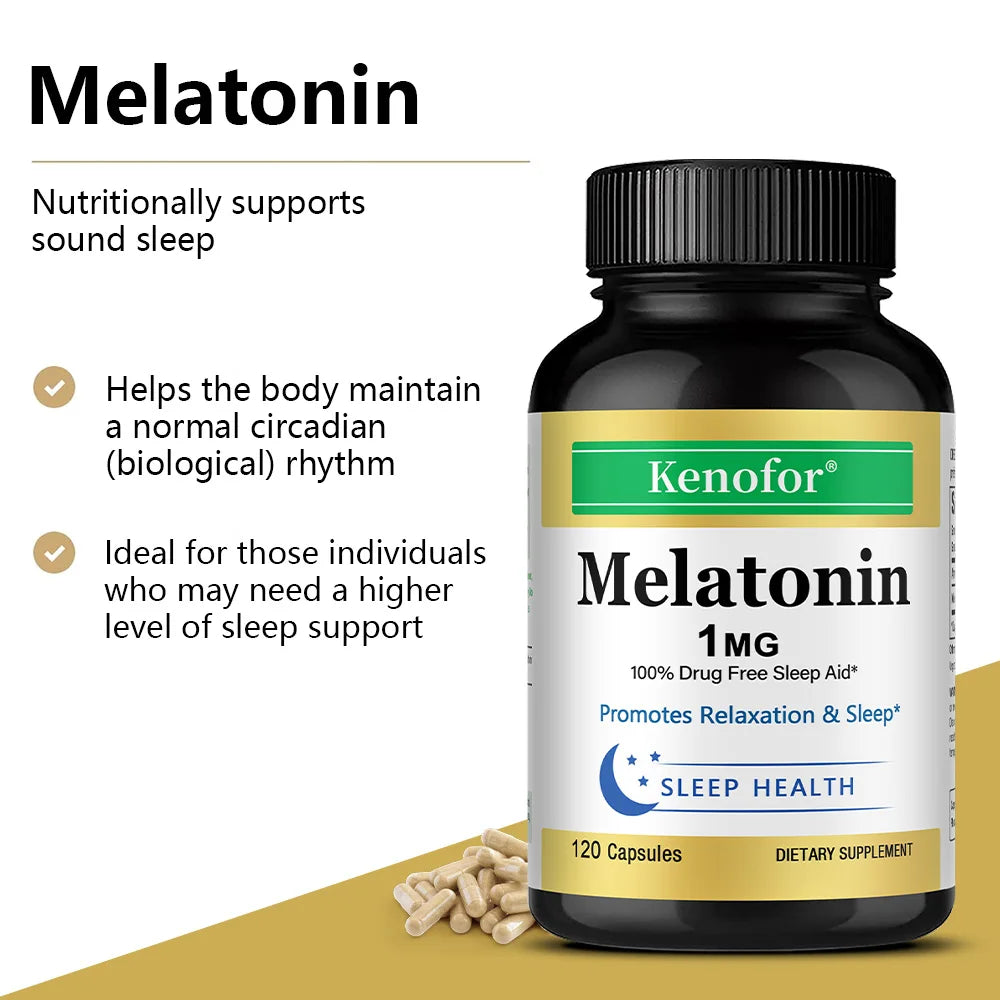 VITALXTRA Melatonin 1mg Capsules – Natural Sleep Support 120ct Melatonin Supplement Qst