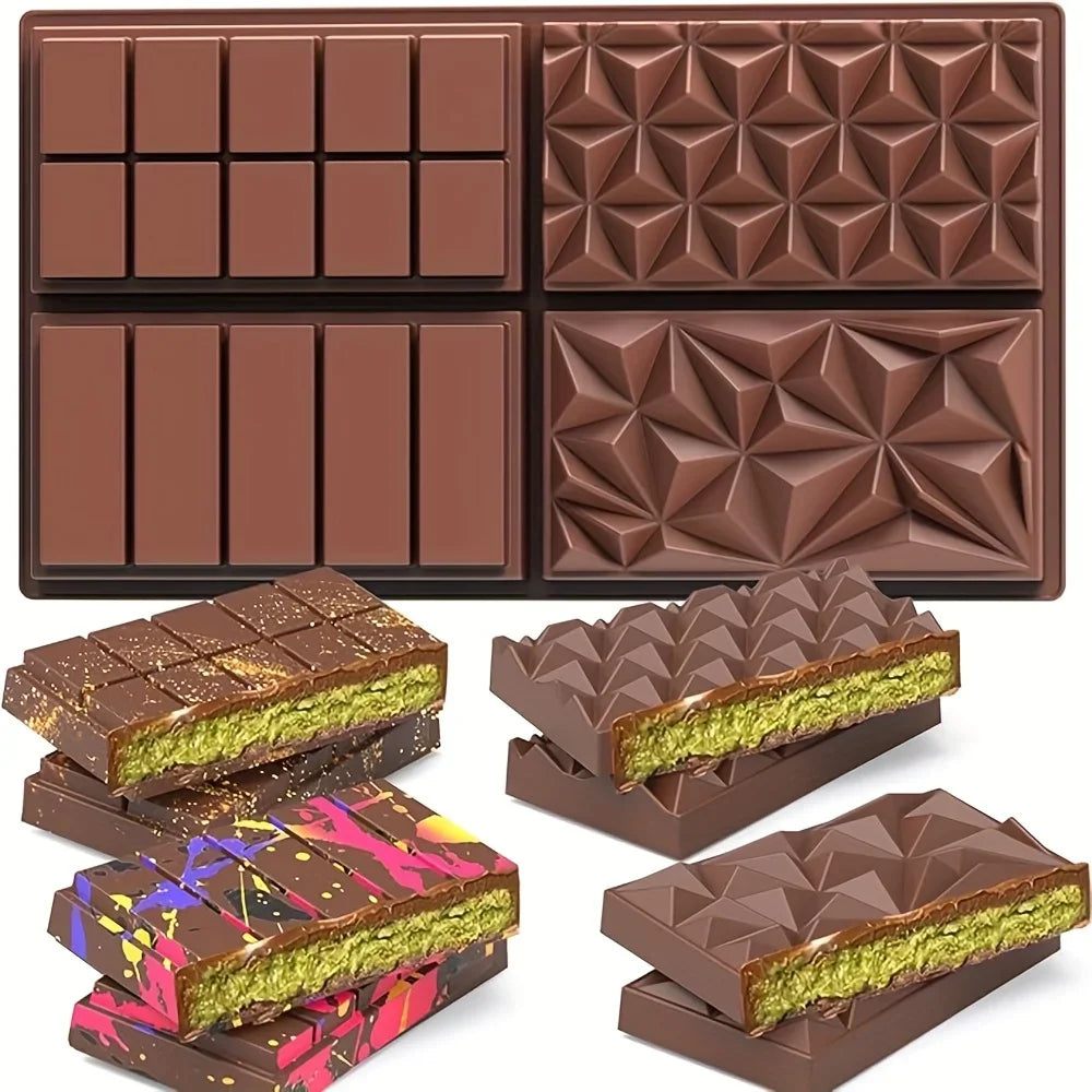 Large Deep Silicone Chocolate Bar Mold – Dubai Pistachio Style Silicone Chocolate Mold Qme