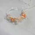 Girls Pearl Flower Wreath Headband | Wedding Hair Hoop Pearl Flower Headband Qst 6CM orange