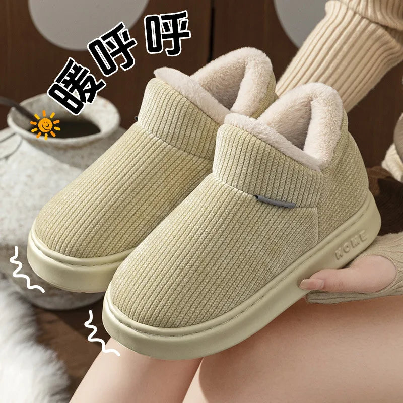 Women's Winter Fluffy Faux Fur Slip-On Indoor Slippers Faux Fur Slippers Qst