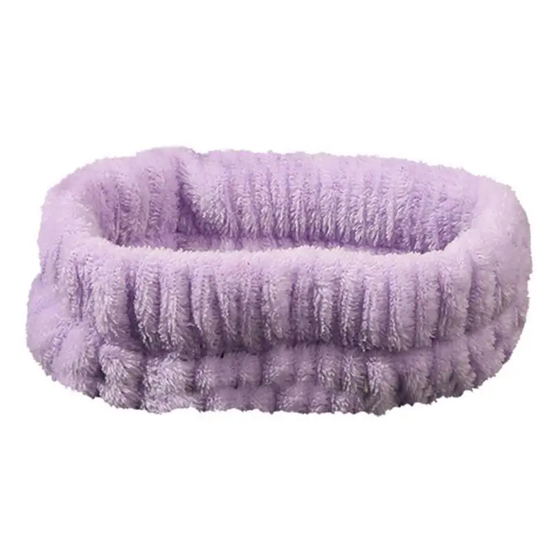 Women's Soft Coral Fleece Headband for Washing Face & Makeup Hair Headband Qst Purple