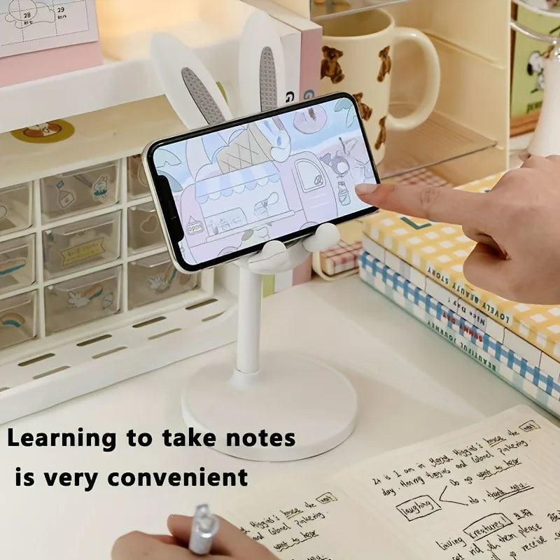 Pink Rabbit Cartoon Adjustable Desktop Phone Stand Holder Desktop Phone Stand Qme