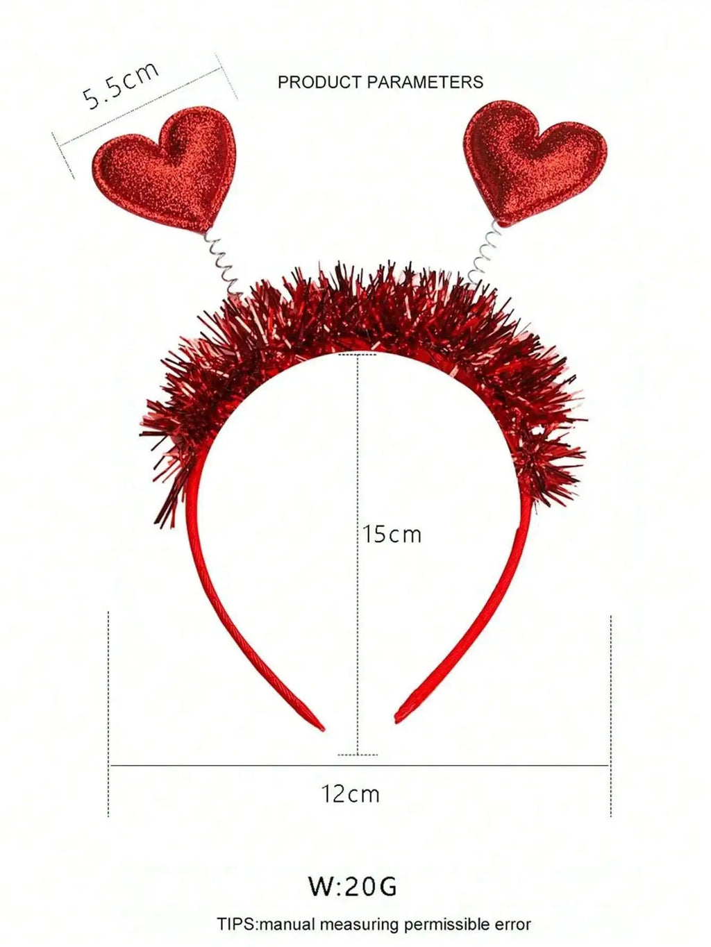 Red Sequin Heart Headband – Valentine's Day & Birthday Party Party Hair Headband Qme