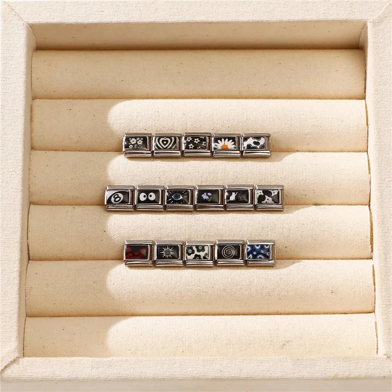 Cute White Cat Daisy Eyes Charm – Italian Link Bracelet Bracelet Charm Qme