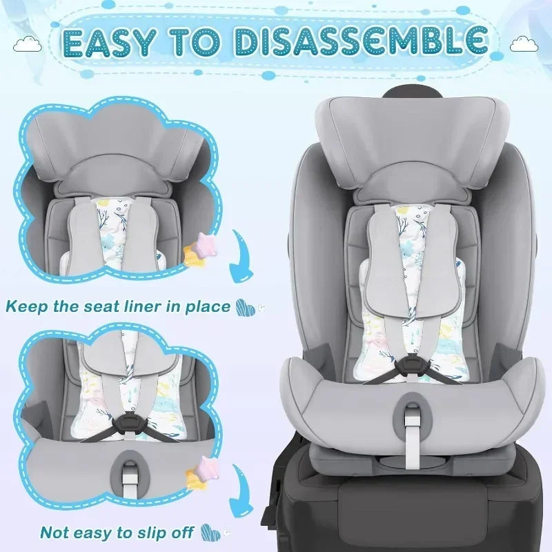 Breathable Cotton Stroller & Car Seat Cooling Pad | Summer Stroller Seat Liner Qme