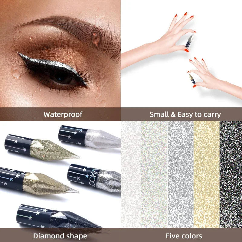 5-Color Diamond Glitter Liquid Eyeliner Set – Waterproof Glitter Liquid Eyeliner Qme