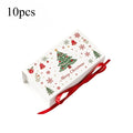 Christmas Gift Boxes with Ribbon – Snowflake & Tree Print, 10pk Christmas Gift Boxes Qme 10pcs-White Reference size char