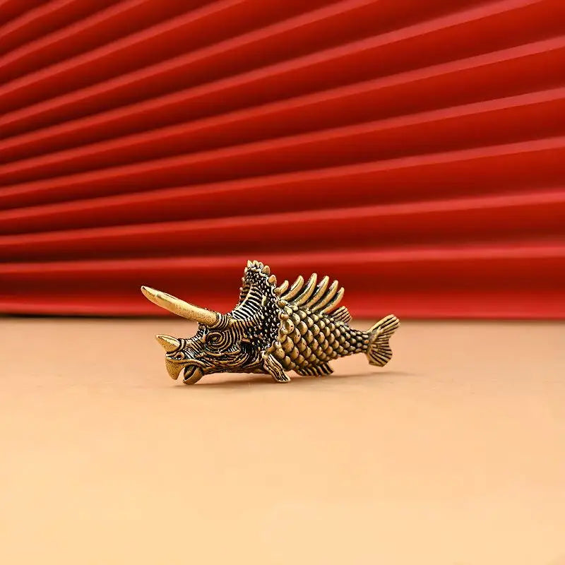 Brass Fish Figurine Retro Lucky Animal Statue Home Decor Brass Figurine Qst