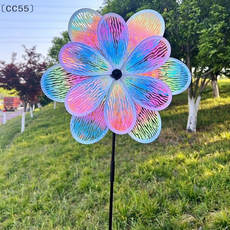 Color-Changing Double Layer Wind Spinner Pinwheel Garden Stake Garden Wind Spinner Qst