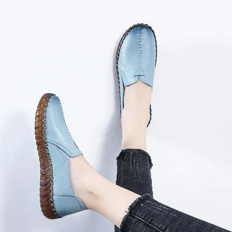 Women's Slip-On Moccasin Loafers – Microfiber Flat Shoes Women's Flat Loafers Qst Blue 35