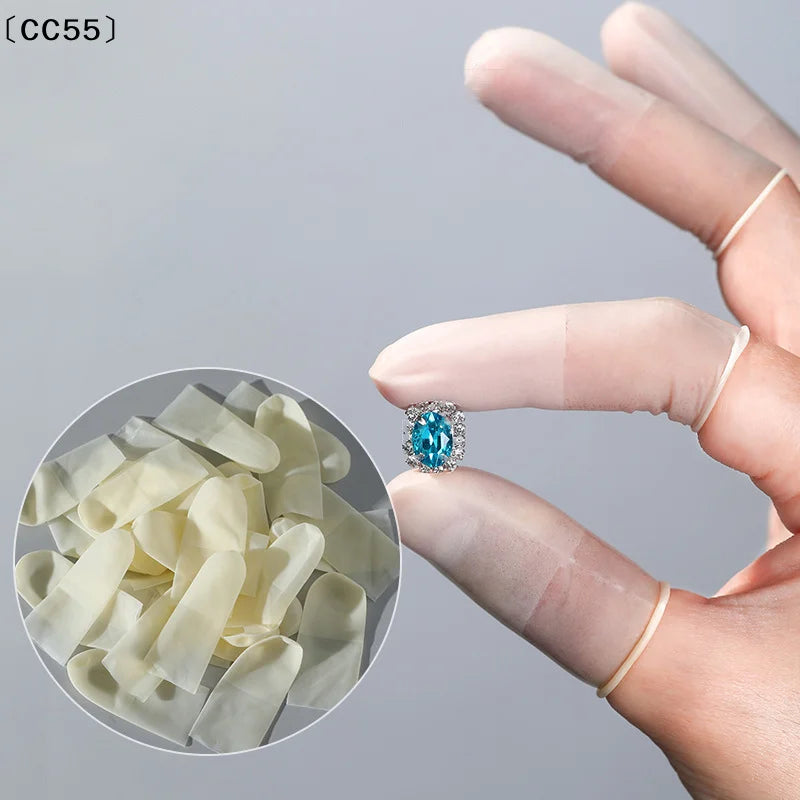 50-Pack Disposable Latex Finger Cots – Non-Slip Anti-Static Nail Art Tool Qst