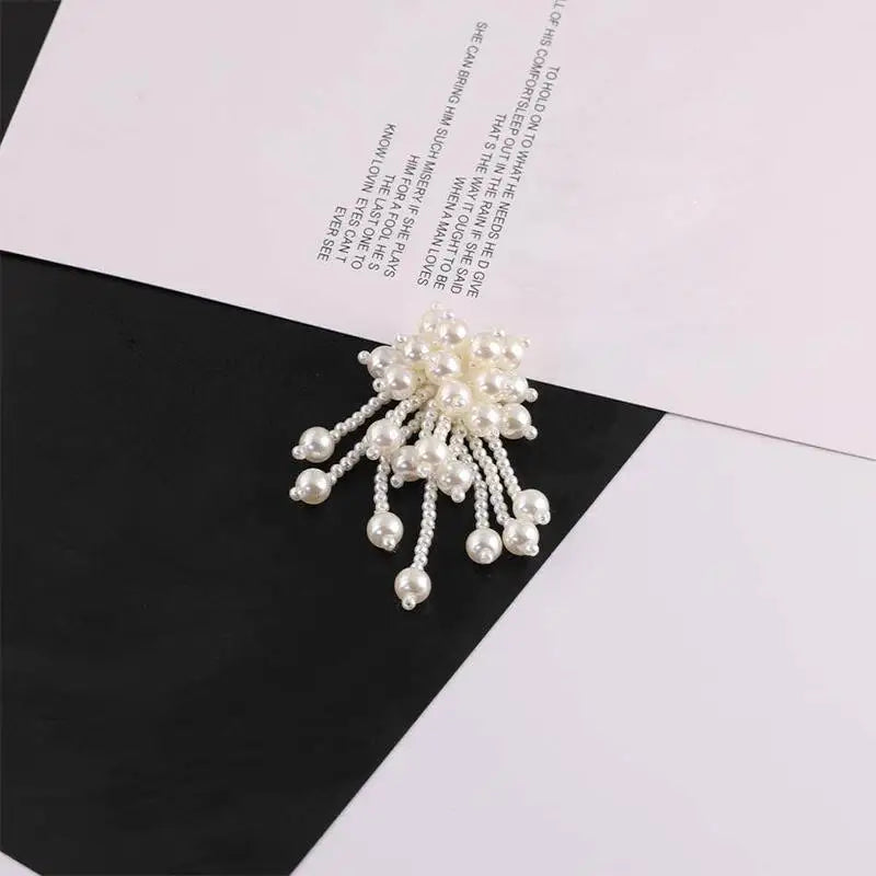 Beaded Tassel Flower Brooch Pin – French Elegance Style Brooch Pin Qme