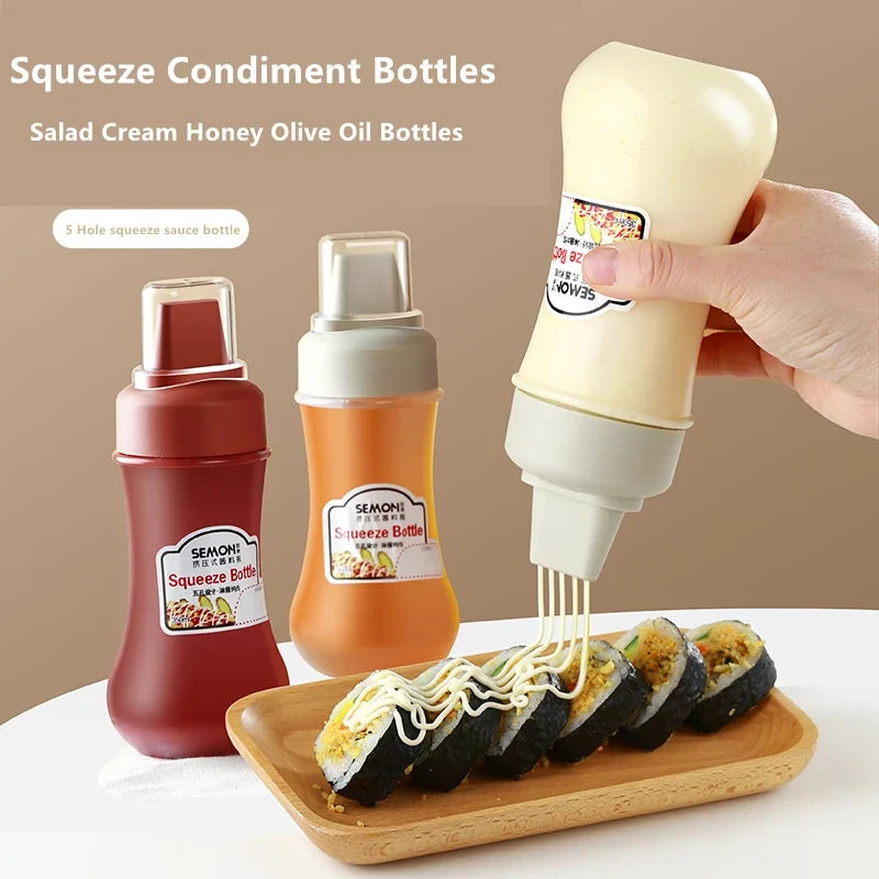 Condiment Squeeze Bottles with Nozzles – 350ml Plastic Set Condiment Squeeze Bottles Qme