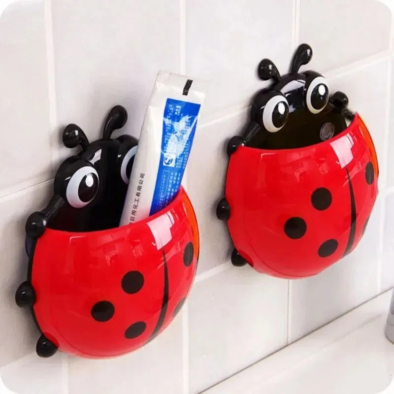 Ladybug Toothbrush Holder Suction Cup | No-Drill Bathroom Rack Toothbrush Holder Qme