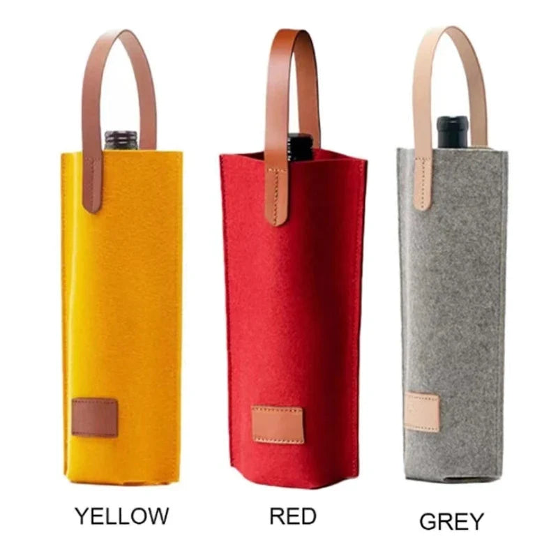 Felt Insulated Single Bottle Wine Tote Bag | Gift & Carrier Insulated Wine Tote Qme