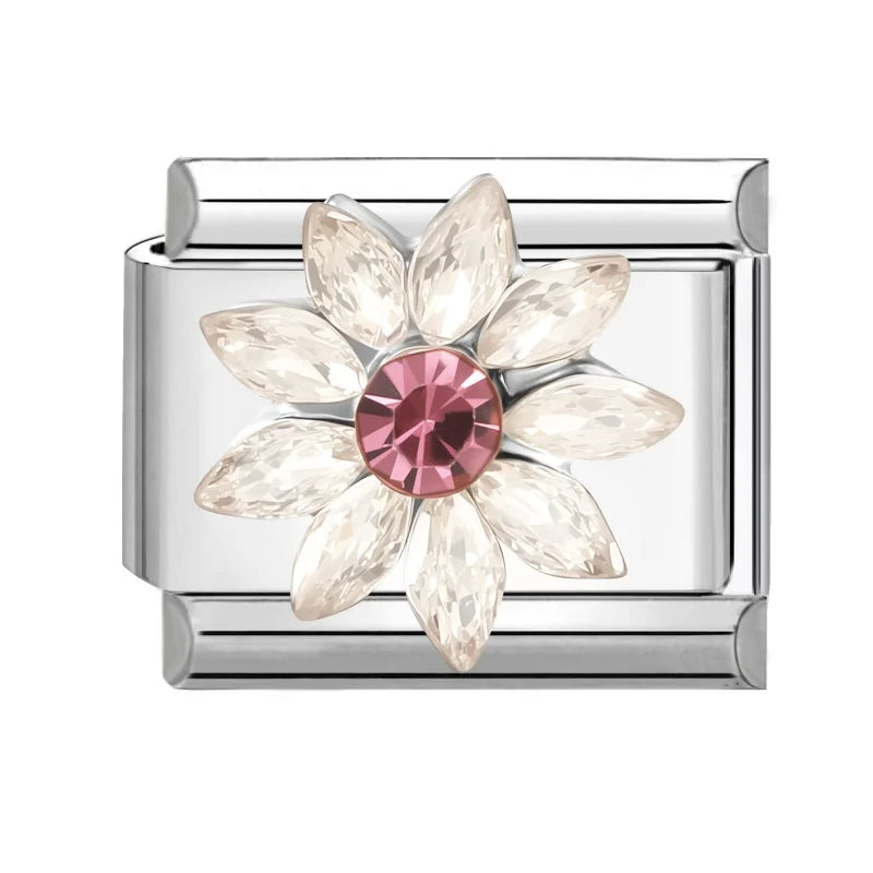 Zircon Bowknot Flower Italian Charm Links | Stainless Steel DIY Italian Charm Links Qme Style 2