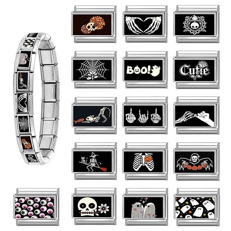 Halloween Star Ghost Cat Charms for Italian Link Bracelets Bracelet Charms Qme