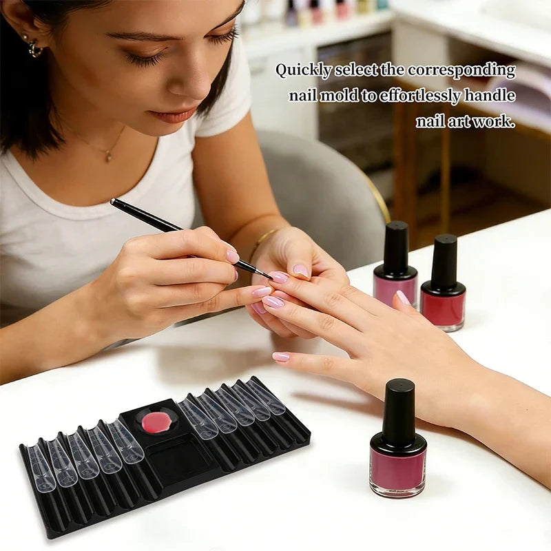 Nail Art Mixing Palette & Brush Holder – 10-Slot Organizer Nail Art Organizer Qme