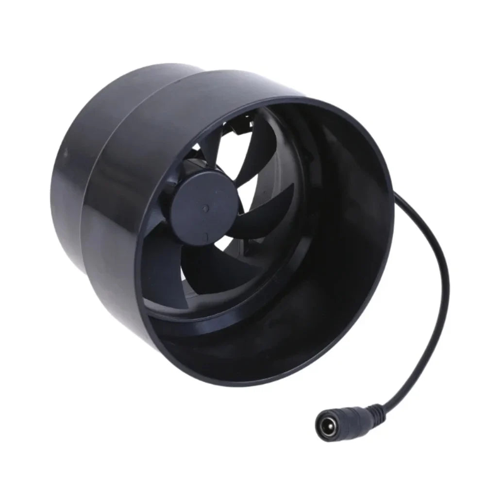 12V Black Duct Fan – Quiet 39dB Exhaust for Indoor & Outdoor Exhaust Duct Fan Qme