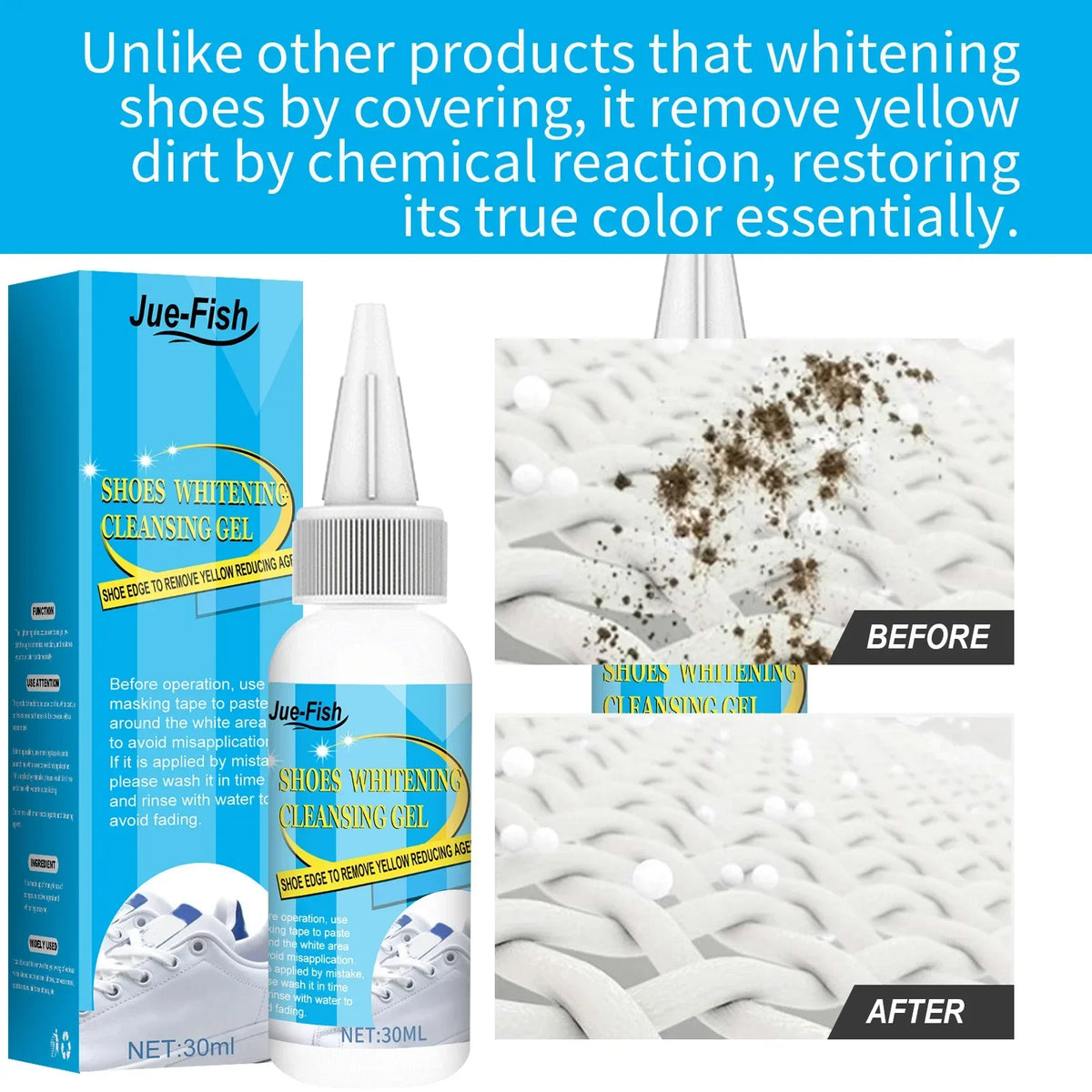Jue-Fish 30ml White Shoe Cleaning Gel – Sneaker Whitening Kit Shoe Cleaning Gel Qst