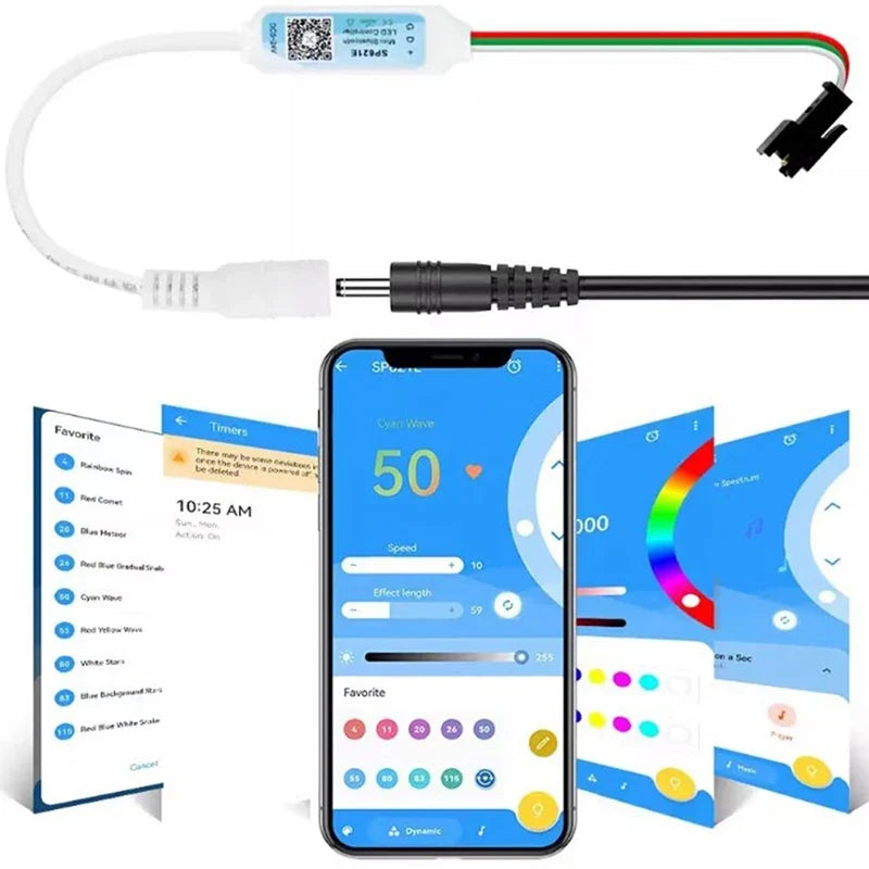 SP621E Mini Bluetooth RGB Controller – WS2811 WS2812 WS2813 LED Strip Controller Qme
