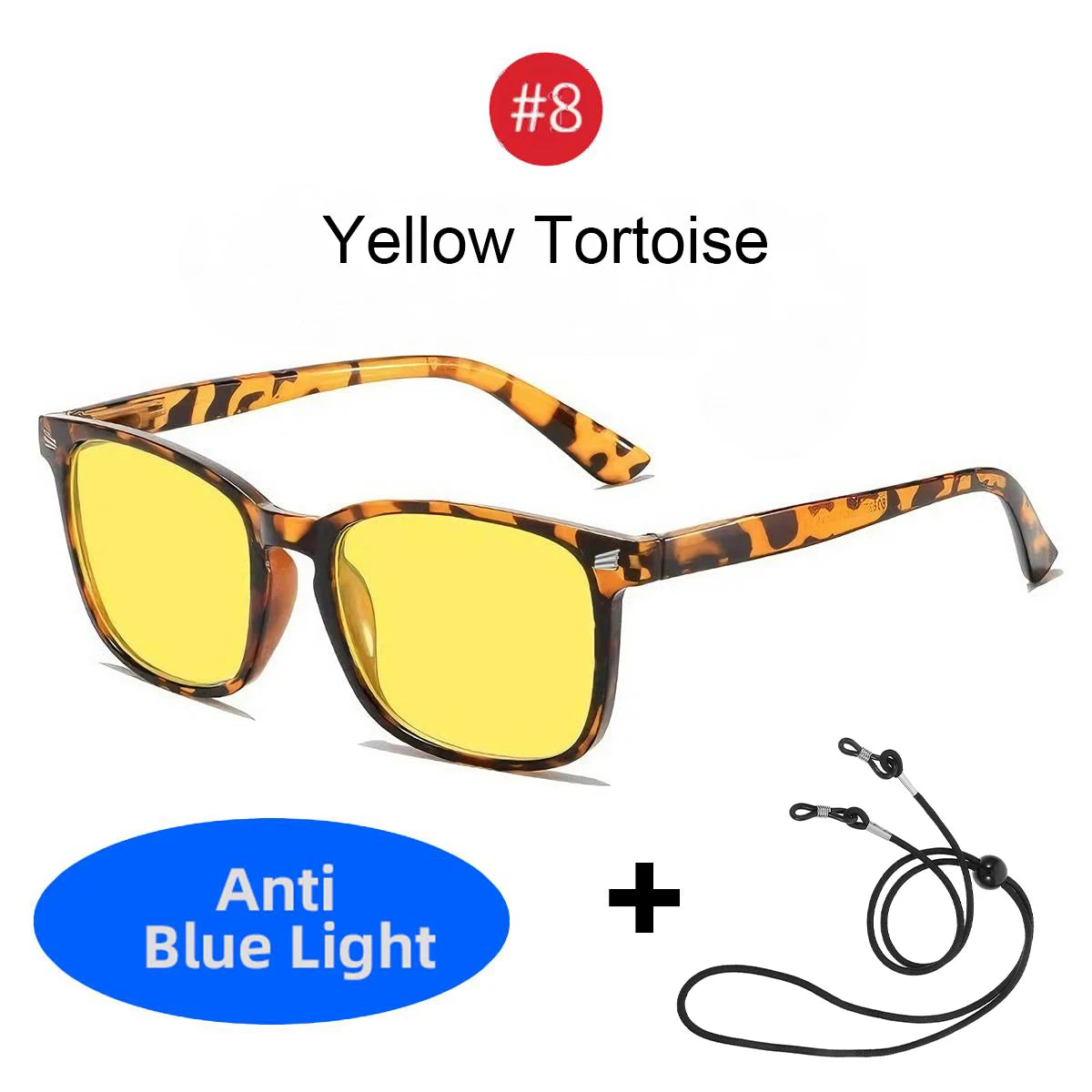 VOPHA S70 Red Lens Blue Light Blocking Glasses – Unisex Square Blue Light Glasses Qst Yellow Tortoise
