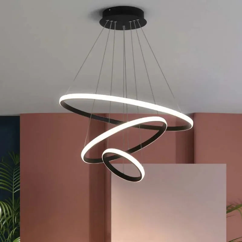 Modern LED Ring Chandelier – Dining Room & Living Room Light LED Ring Chandelier Qme