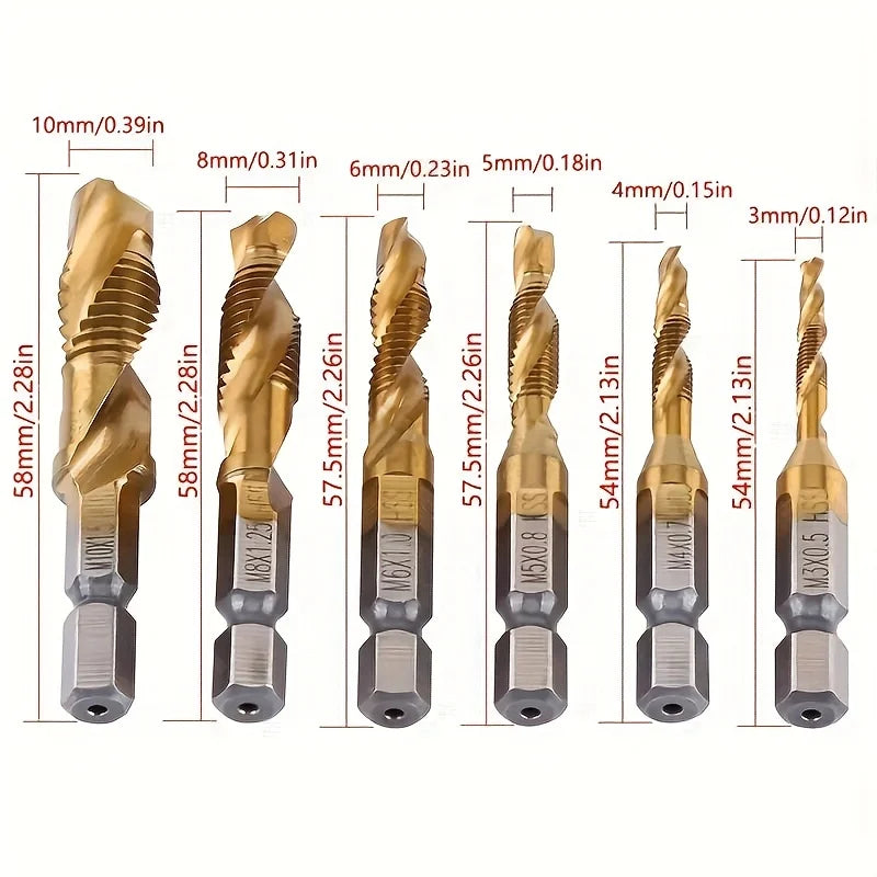 12-Pc HSS Hex Screw Drill Bit Set M3-M10 | Wood Metal Plastic HSS Drill Bit Set Qme