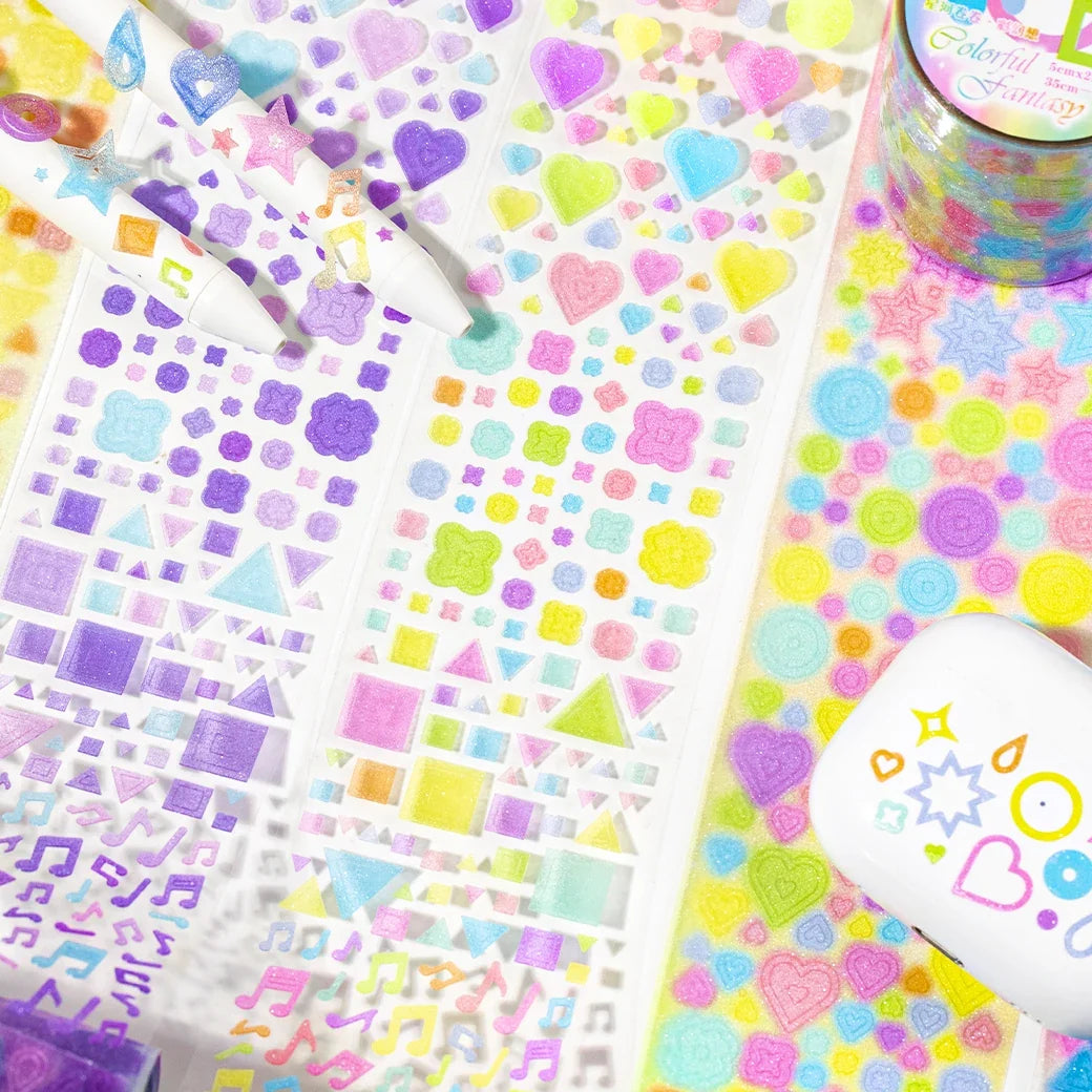 Y2K Glitter Decorative PET Tape for Planners & Scrapbooks Decorative Craft Tape Qme