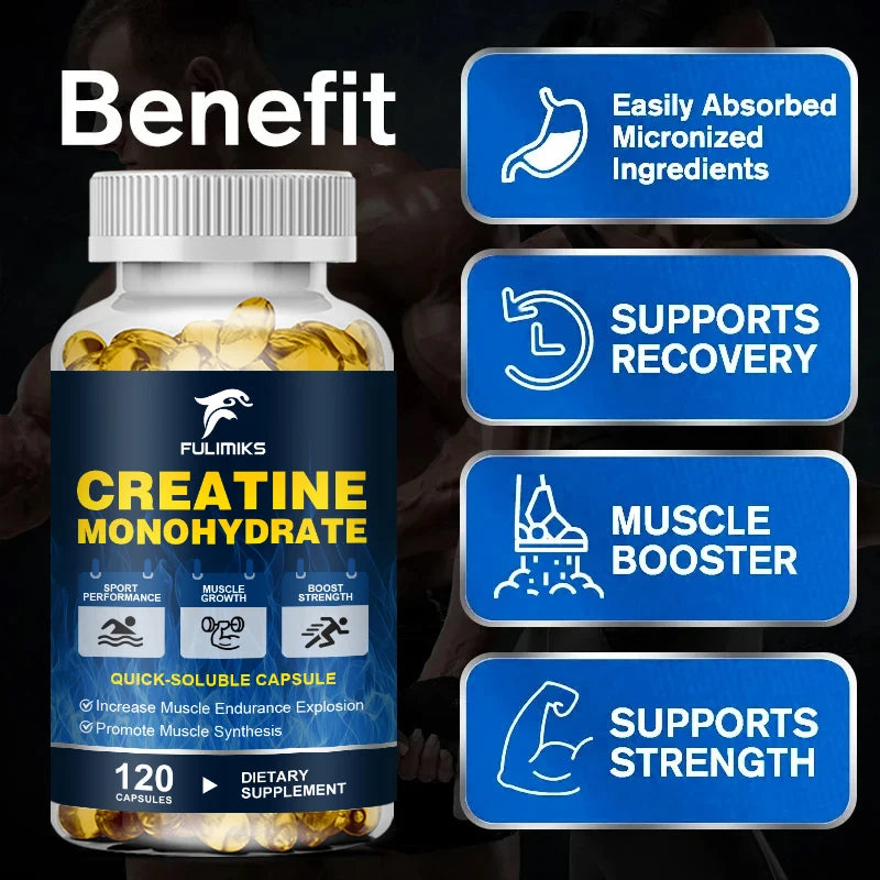 Creatine Monohydrate Capsules – Strength & Muscle Support Creatine Supplement Qst