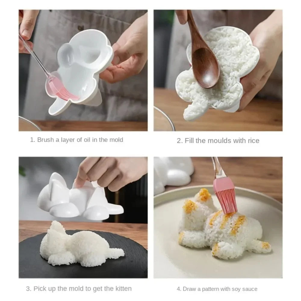 Cat Onigiri Molds – Kids Rice Ball & Mashed Potato Shaper Food Shaping Mold Qme