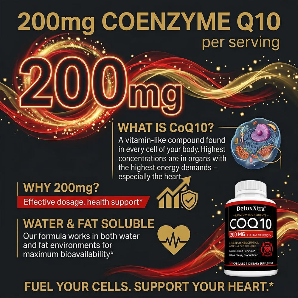 CoQ10 200mg Capsules with Vitamin E – Antioxidant Supplement Antioxidant Supplement Qst