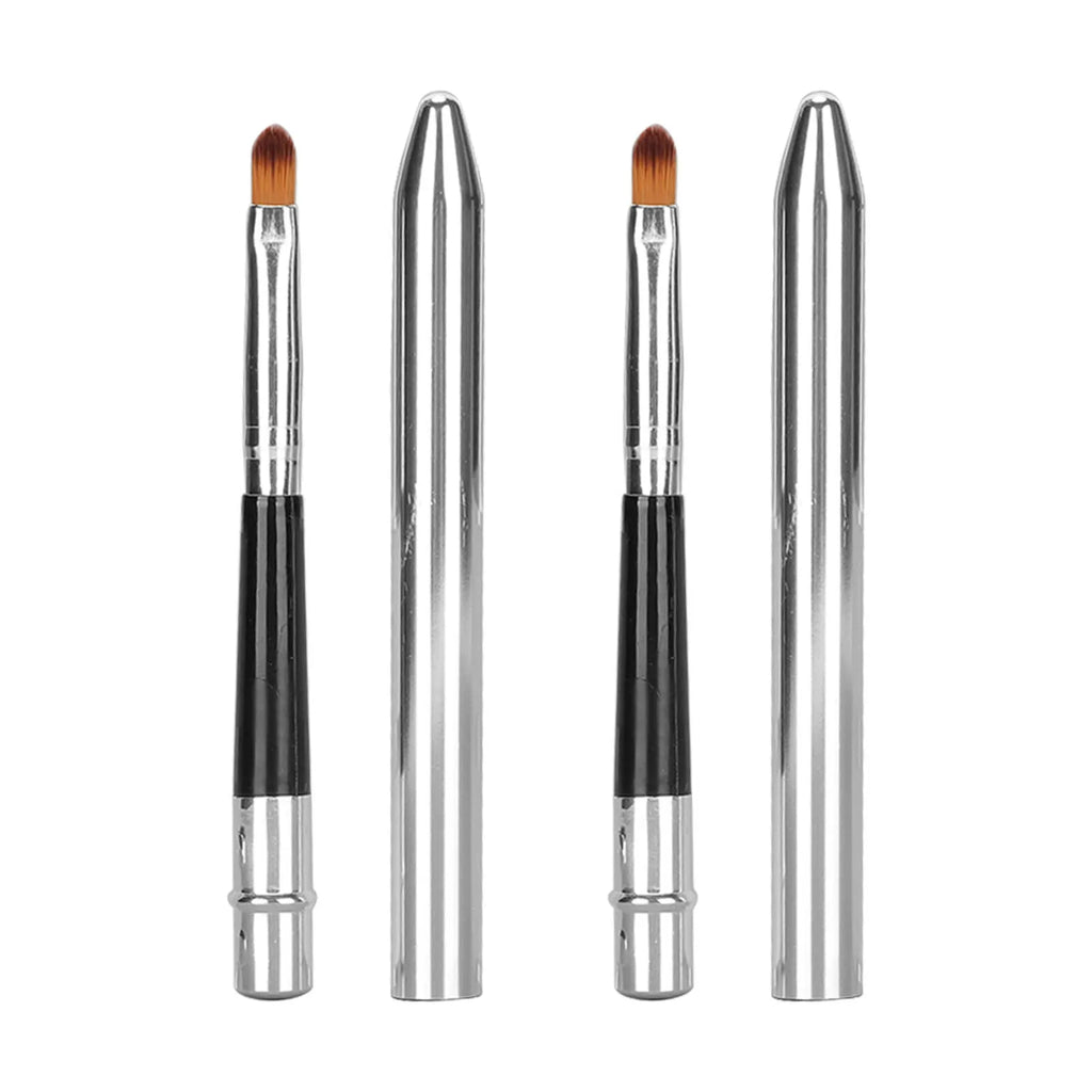 Qme Ergonomic Lip Brush with Sealing Cover | Easy Clean Lip Makeup Brush Qme 2pcs