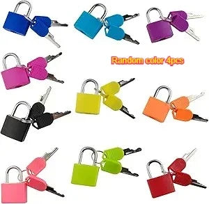 Mini Metal Key Padlock Set – Luggage, Gym & School Lock Mini Key Padlock Set Qme Random color 4pcs