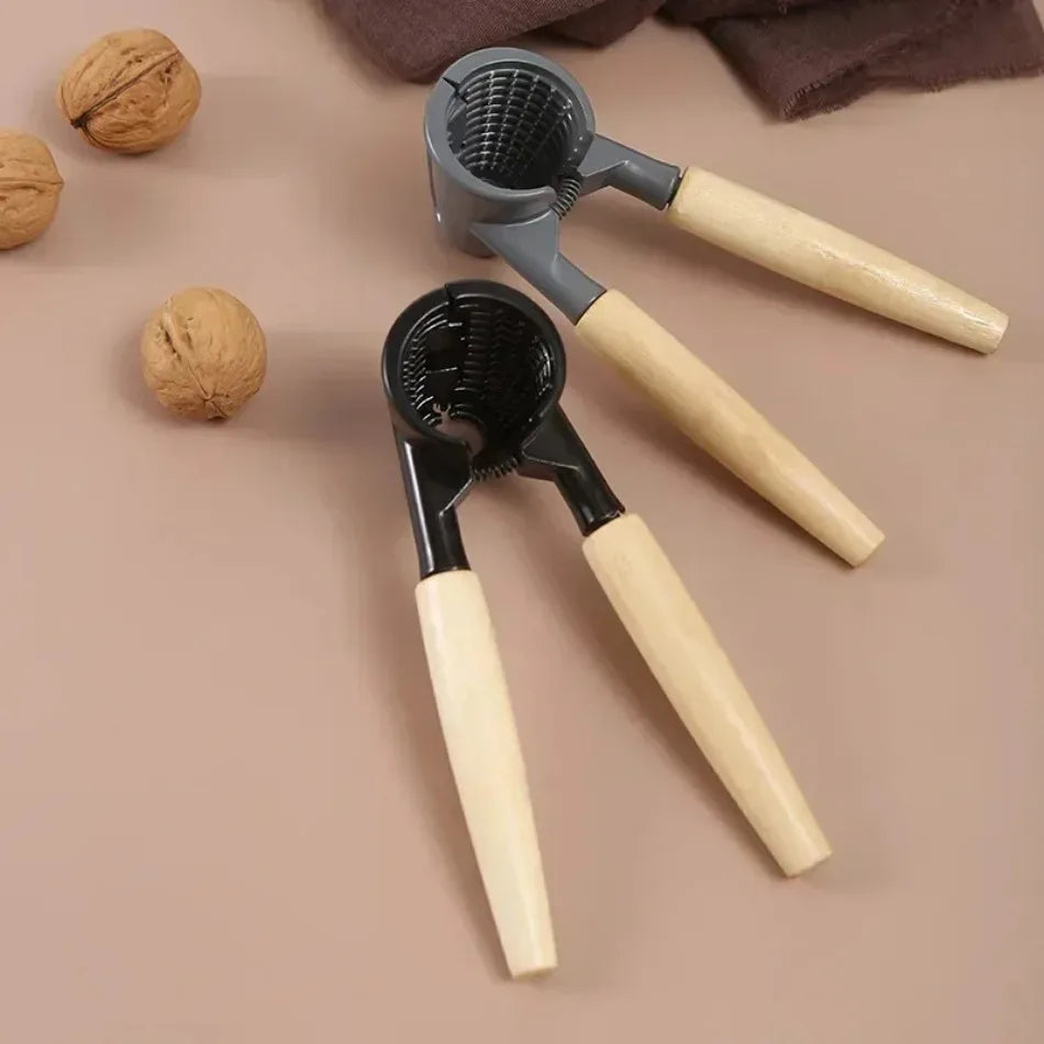 Heavy Duty Aluminum Nutcracker with Wood Handles Manual Nutcracker Qme