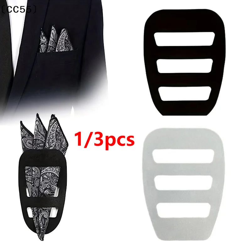 Pre-Folded Pocket Square Holder Clip for Suit Jacket (1/3pcs) Pocket Square Holder Qst
