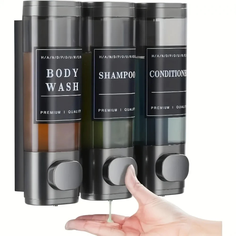 Triple Wall-Mounted Shampoo Conditioner Soap Dispenser | Qme Shower Dispenser Qme