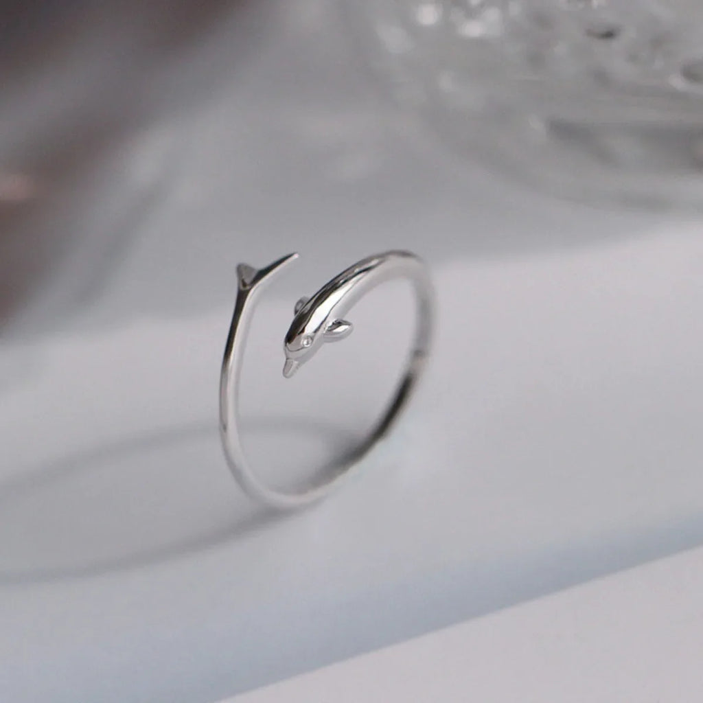 Dolphin Charm Adjustable Ring – Trendy Women's Jewelry 2025 Charm Ring Qme