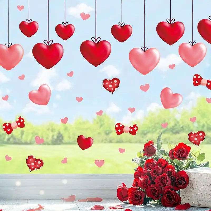 Heart Shaped Wall & Window Stickers – Valentine's Day Decor Wall Window Stickers Qme