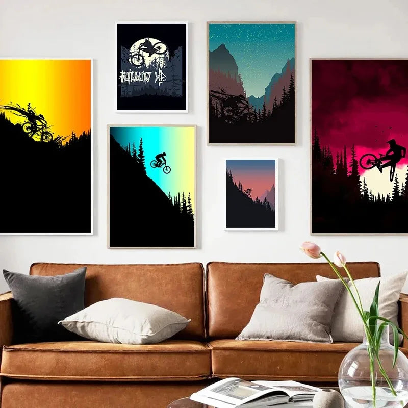 Vintage Mountain Bike Canvas Wall Art Poster – Sports Décor Canvas Wall Art Qst