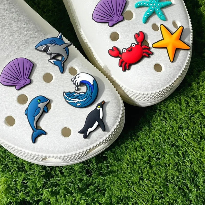 PVC Fish, Crab & Shark Shoe Charms – Cute Buckle Accessories Shoe Charms Qme