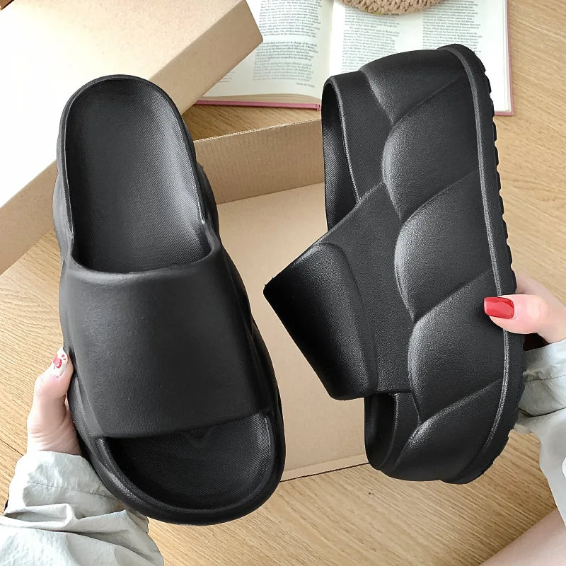 Women's Platform Wedge Sandals 9cm Chunky EVA Slides Platform Wedge Sandals Qst 9 cm Black 38-39