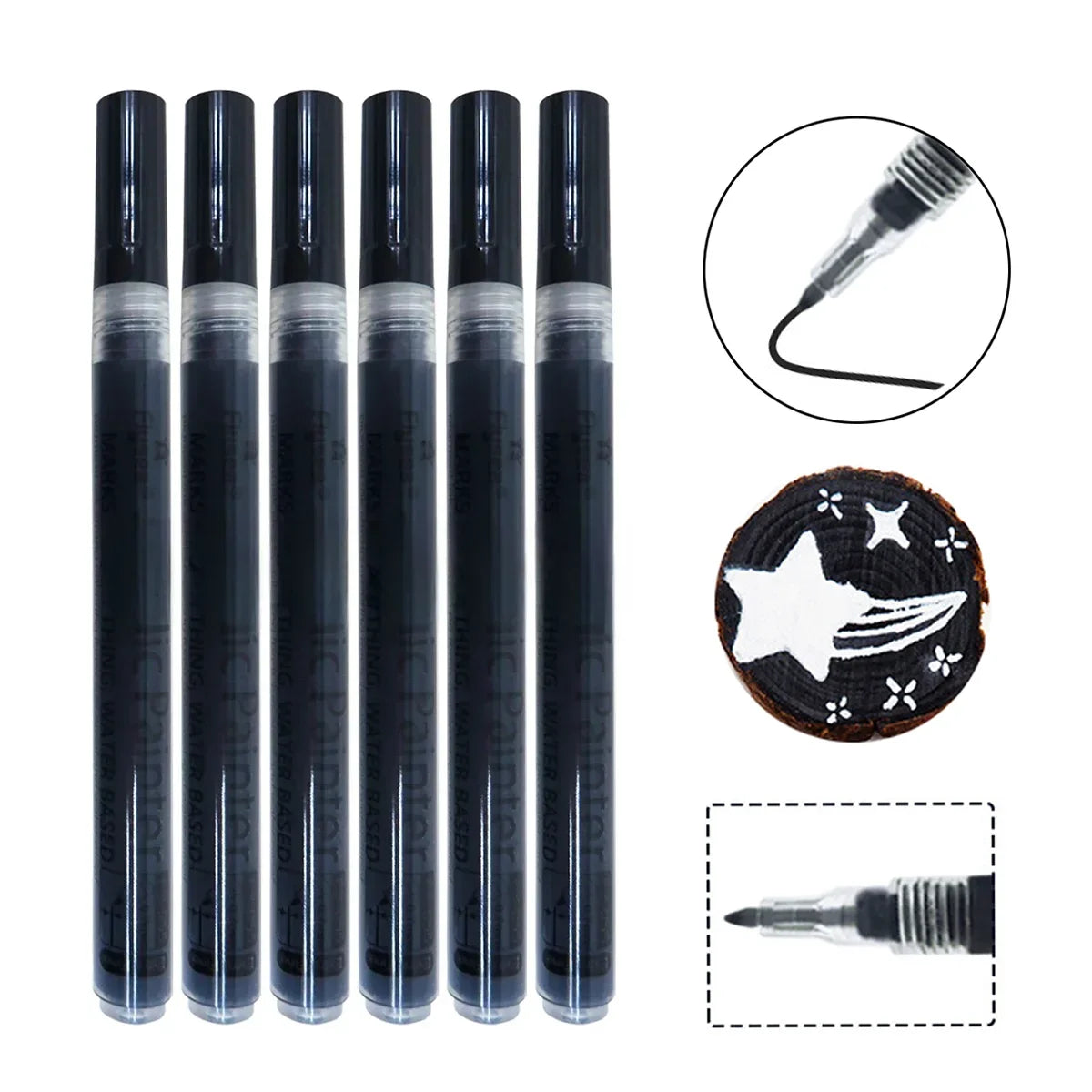 Acrylic Paint Pens – Rock, Stone, Ceramic, Glass & Wood Acrylic Paint Pens Qme 6 Black