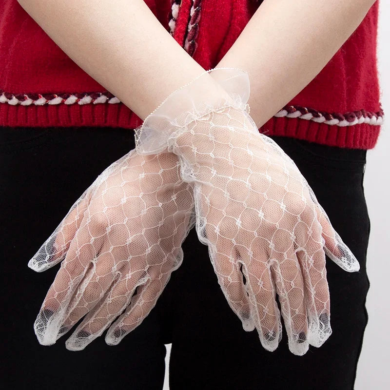 Women's Sheer Lace Mesh Gloves – Black Fashion Gloves Lace Fashion Gloves Qme