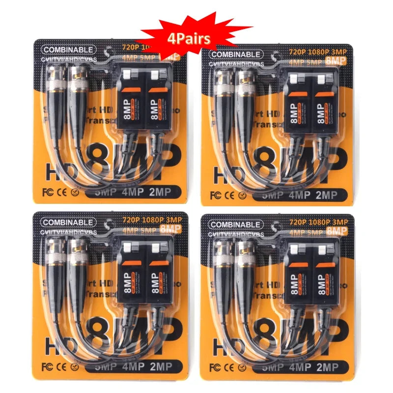 HD CCTV Video Balun 4-Pair 5MP 8MP via Twisted Pair Cable CCTV Video Balun Qme Default Title
