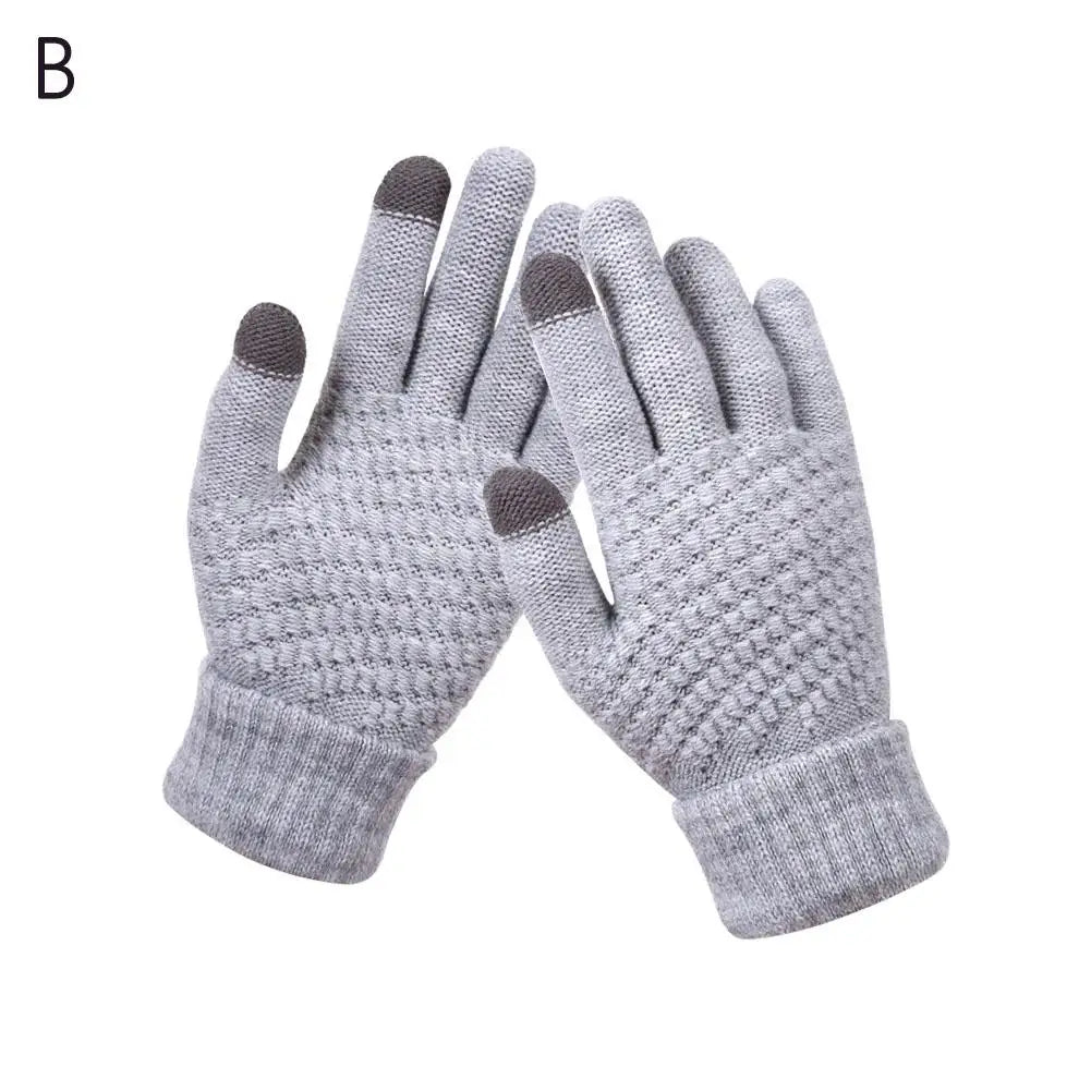 Women's Knitted Thicken Winter Hand Warmer Gloves – 4 Colors Knitted Winter Gloves Qme Gray