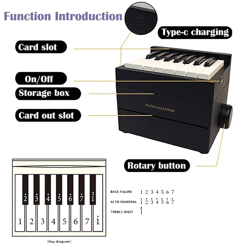 2026 Interactive Desk Calendar with Mini Piano & 52 Music Sheets Interactive Desk Calendar Qme