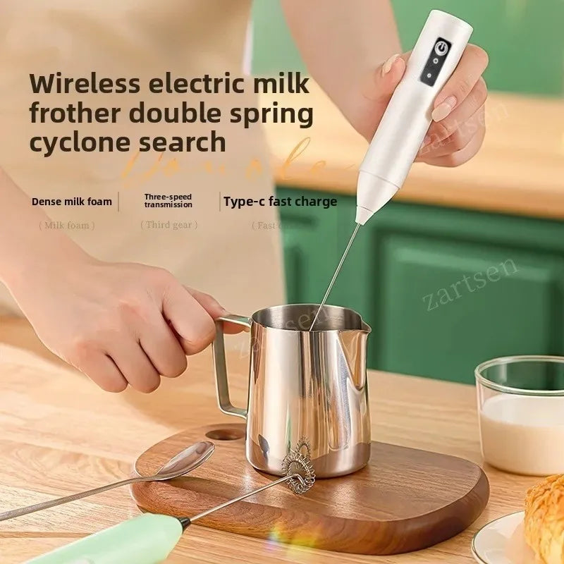 ZARTSEN Wireless Milk Frother USB-C Rechargeable Handheld Whisk Milk Frother Qst